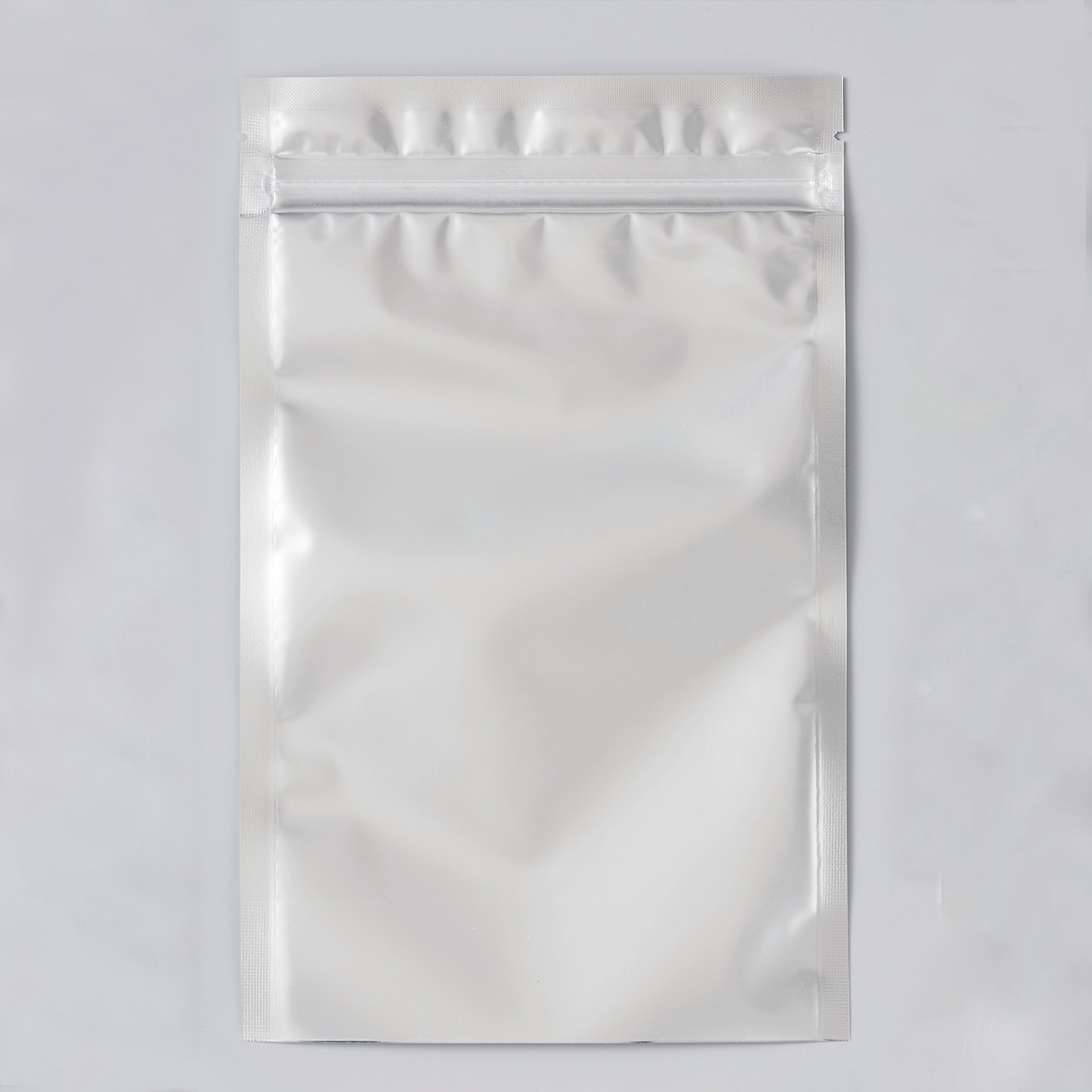 【AS(銀)】チャック付三方袋(表)マットバリアOP#20//PET#12//CP#40 (裏)マットOP#20//VMPET#12//CP#40