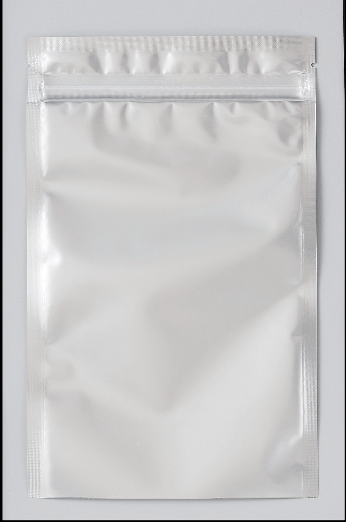 【AS(銀)】チャック付三方袋(表)マットバリアOP#20//PET#12//CP#40 (裏)マットOP#20//VMPET#12//CP#40