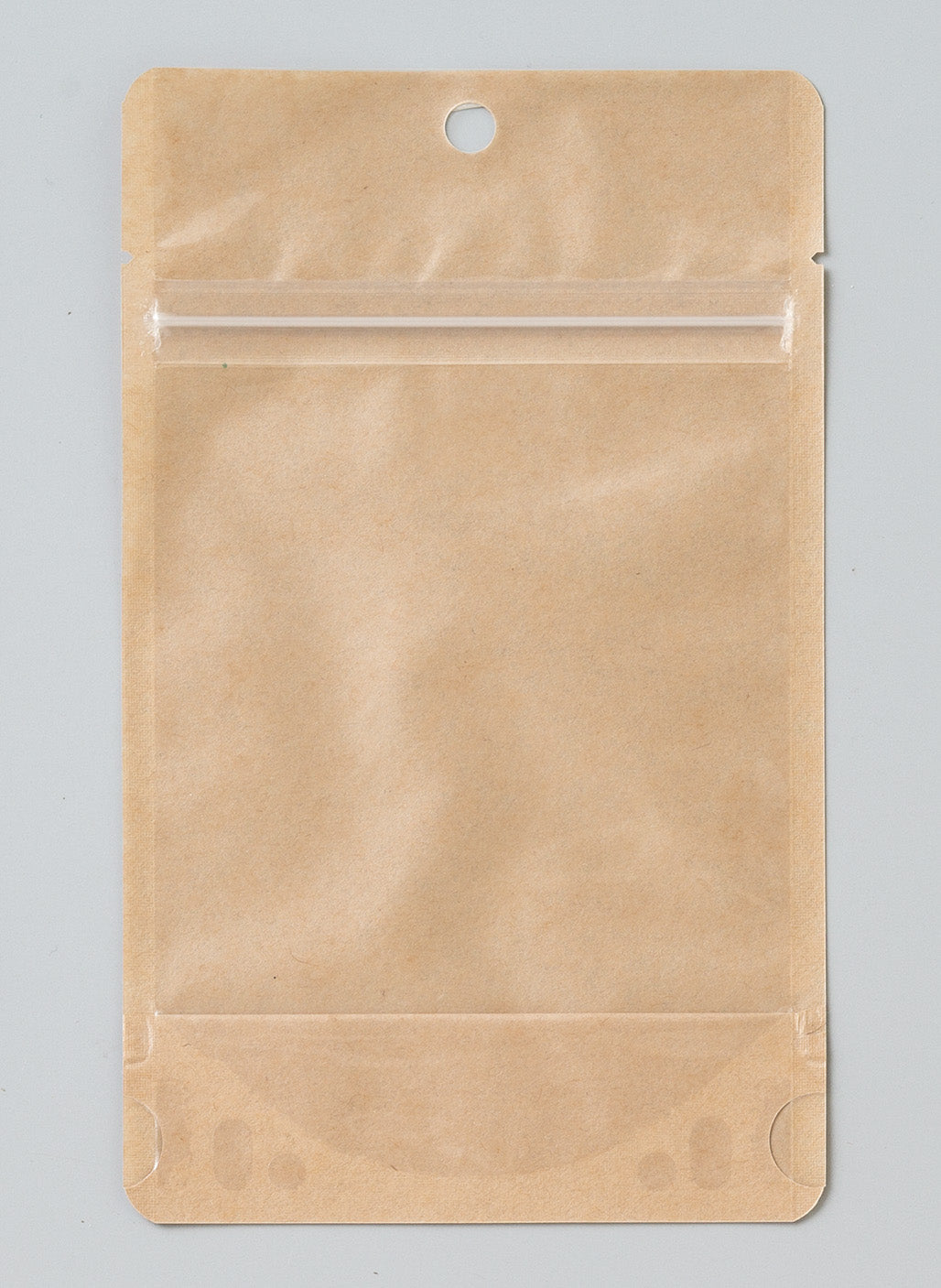 【CH】チャック付スタンドパック袋表 静防透明蒸着PET#12//NY#15/PE#15/LL#60 裏 クラフト50g//透明蒸着PET#12/PE#15/LL#60