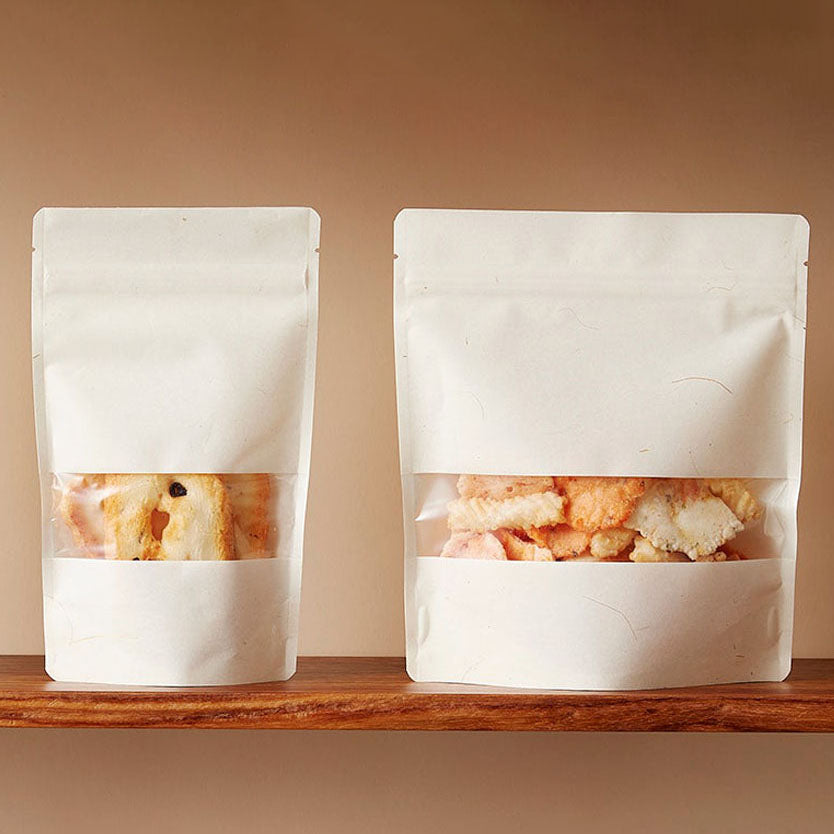 【WRS(クラフト袋)】チャック付スタンドパック袋クラフト50g/PE#15/透明蒸着PET#12//静防LL#50