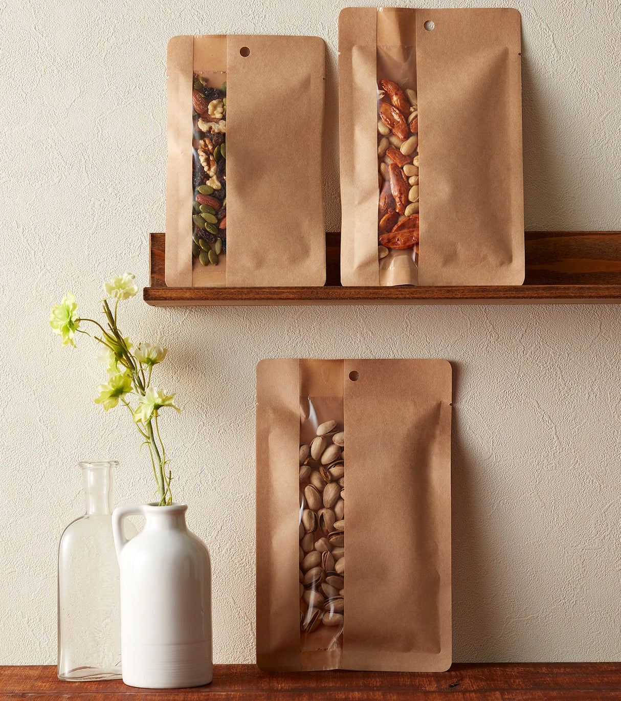 【CSF】三方袋未晒クラフト80g/PE#15/透明蒸着PET#12//LL#25