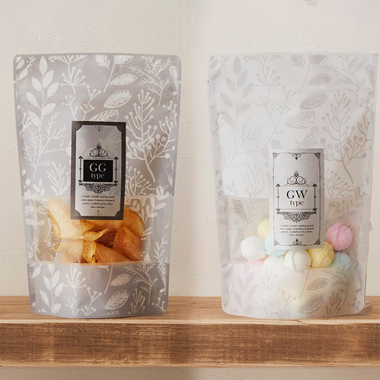 【GG・GW】チャック付スタンドパック袋OP#20//透明蒸着PET#12//CP#50