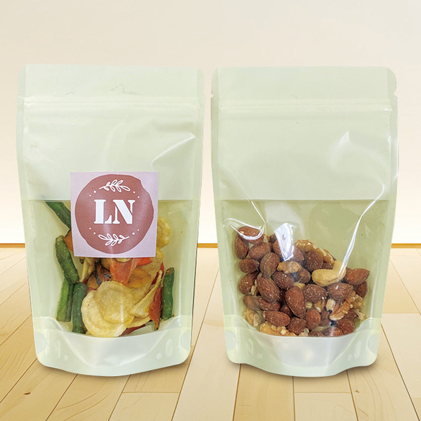 【LN】チャック付スタンドパック袋OP#20//透明蒸着PET#12//CP#50