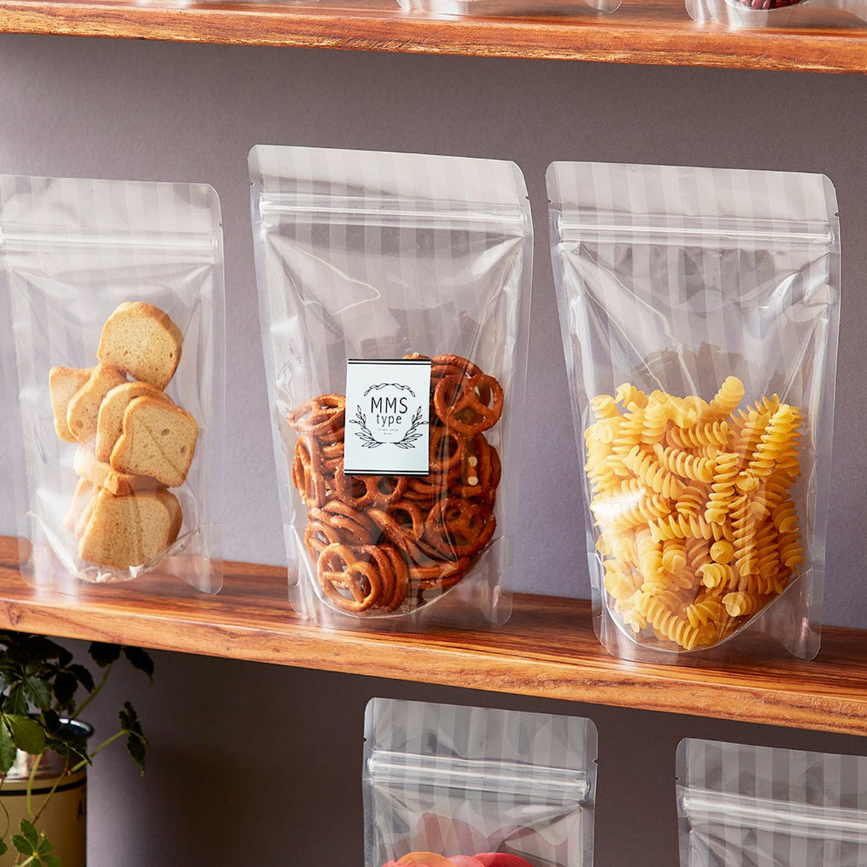 【MMS】チャック付スタンドパック袋OP#20//透明蒸着PET#12//CP#50