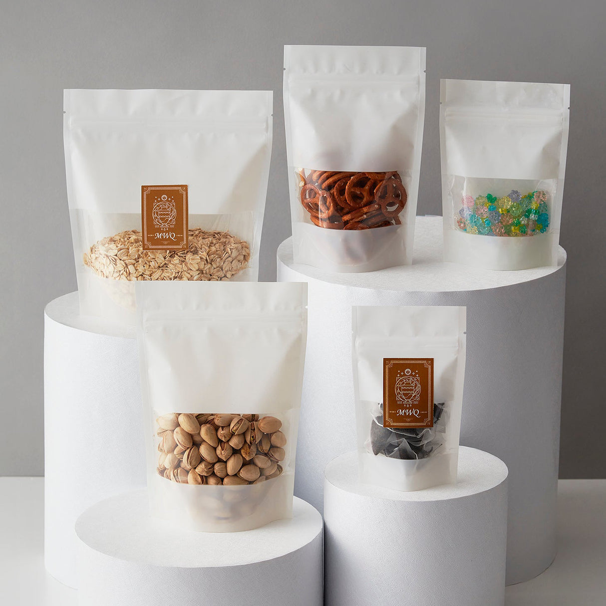 【MWQ】チャック付スタンドパック袋OP#20//透明蒸着PET#12//CP#50