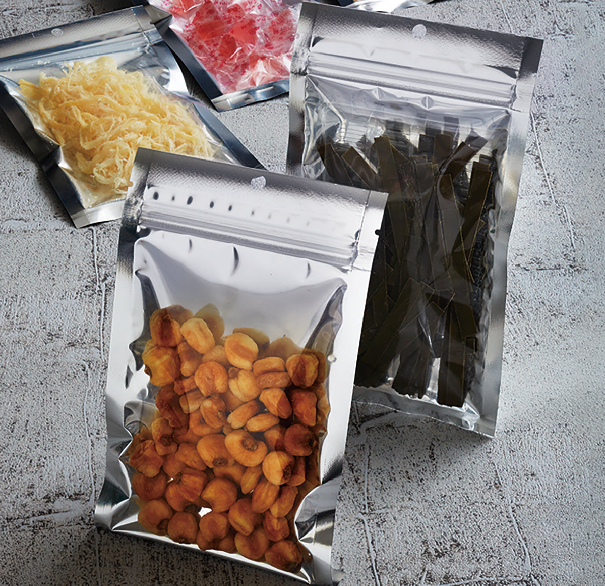 【PHチャック】チャック付三方袋(表)透明蒸着PET#12//CPP#60 (裏)ML-PET#12//CPP#60