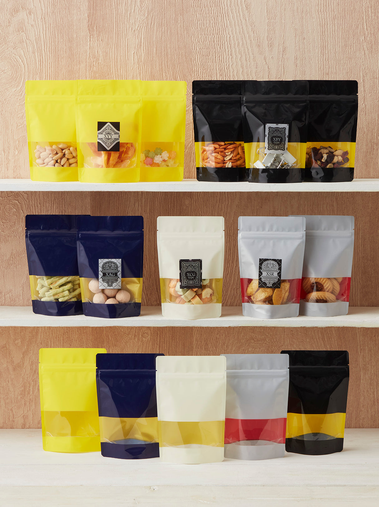 【XAG・XCG・XBY】チャック付スタンドパック袋OP#20//透明蒸着PET#12//CP#50