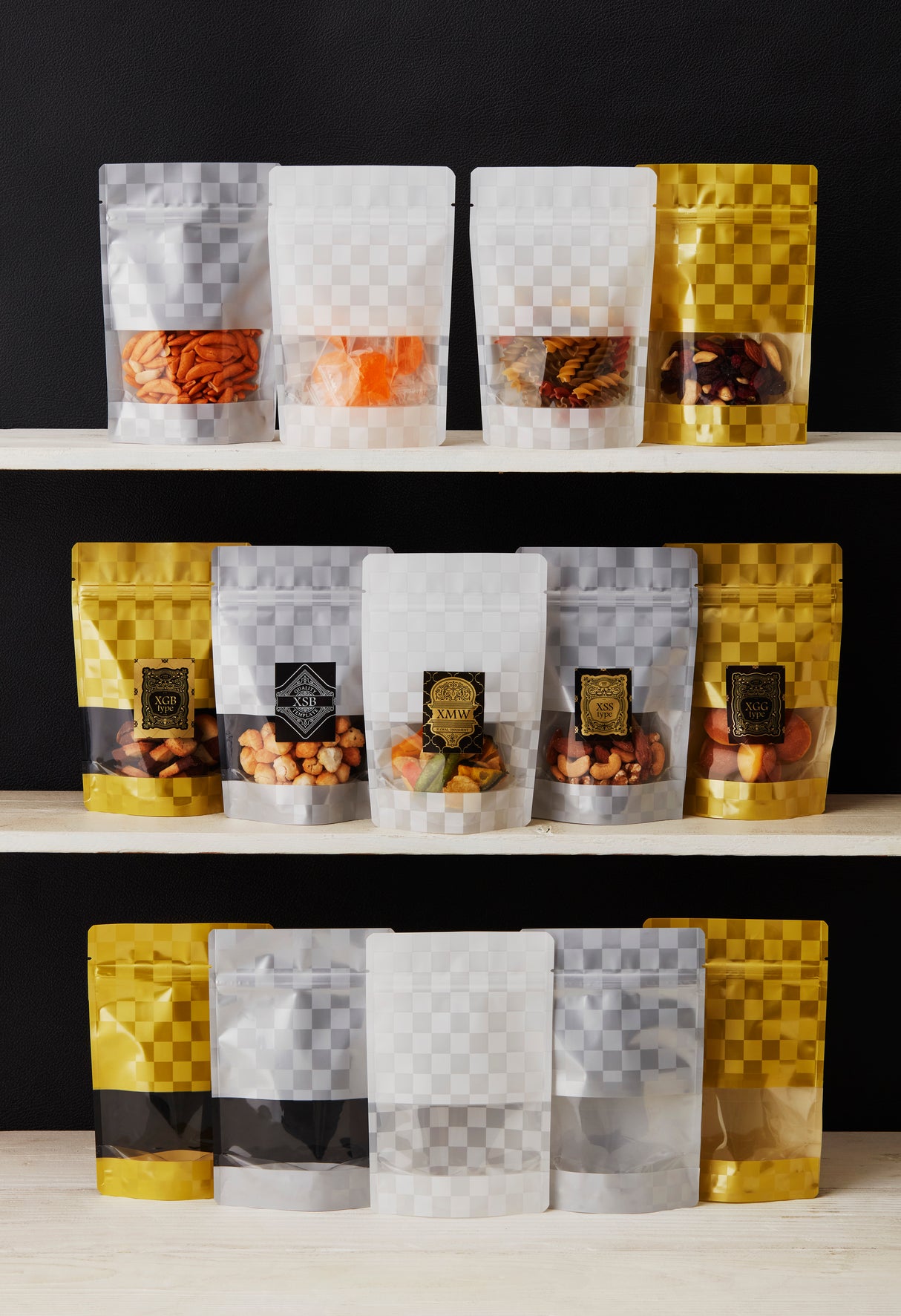 【XSB・XSS】チャック付スタンドパック袋OP#20//透明蒸着PET#12//CP#50