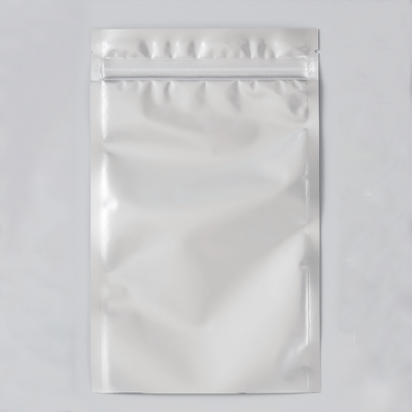 【AS(銀)】チャック付三方袋（表）マットバリアOP#20//PET#12//CP#40 （裏）マットOP#20//VMPET#12//CP#40