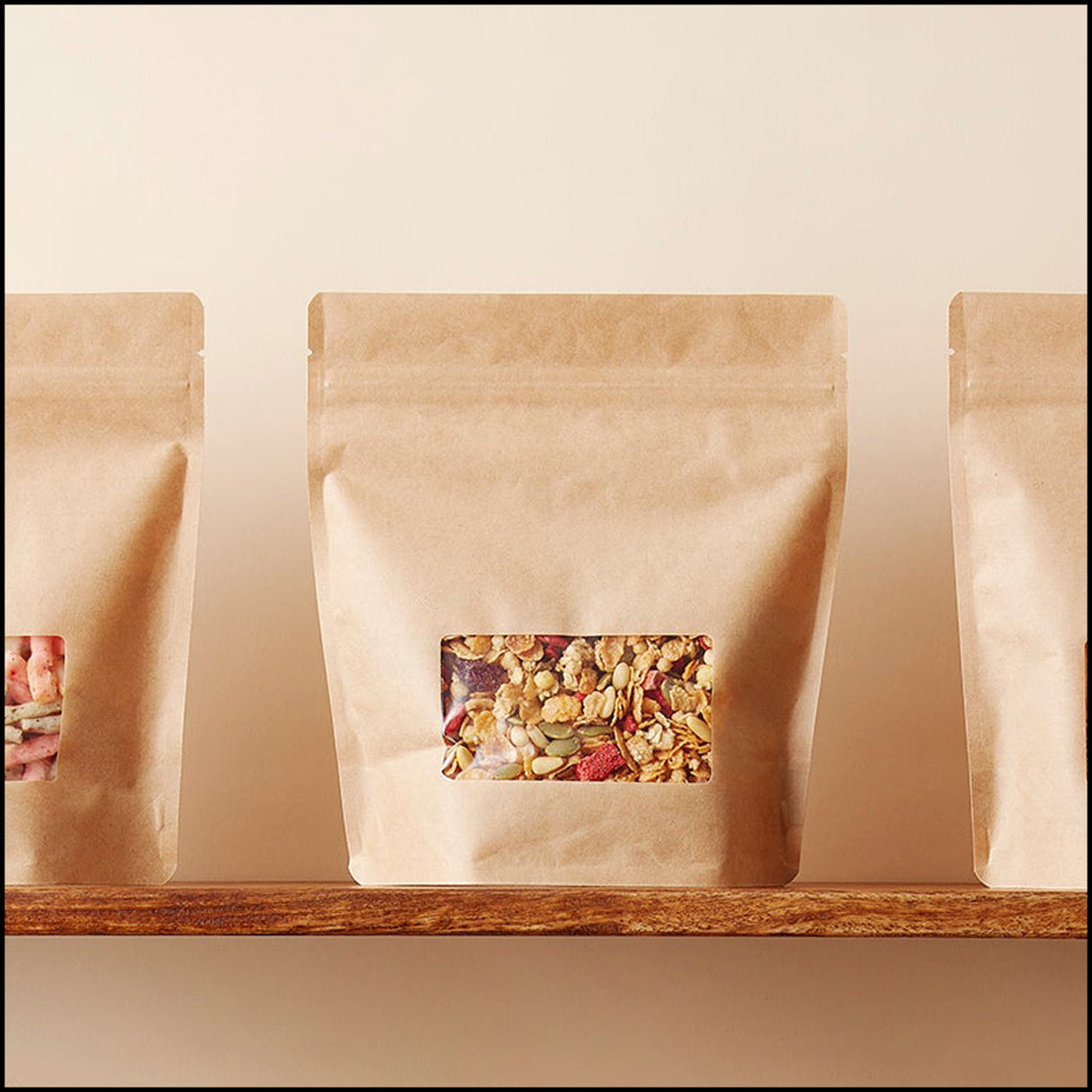 【CR】チャック付スタンドパック袋ｸﾗﾌﾄ50ｇ/PE#15/透明蒸着PET#12//静防LL#50