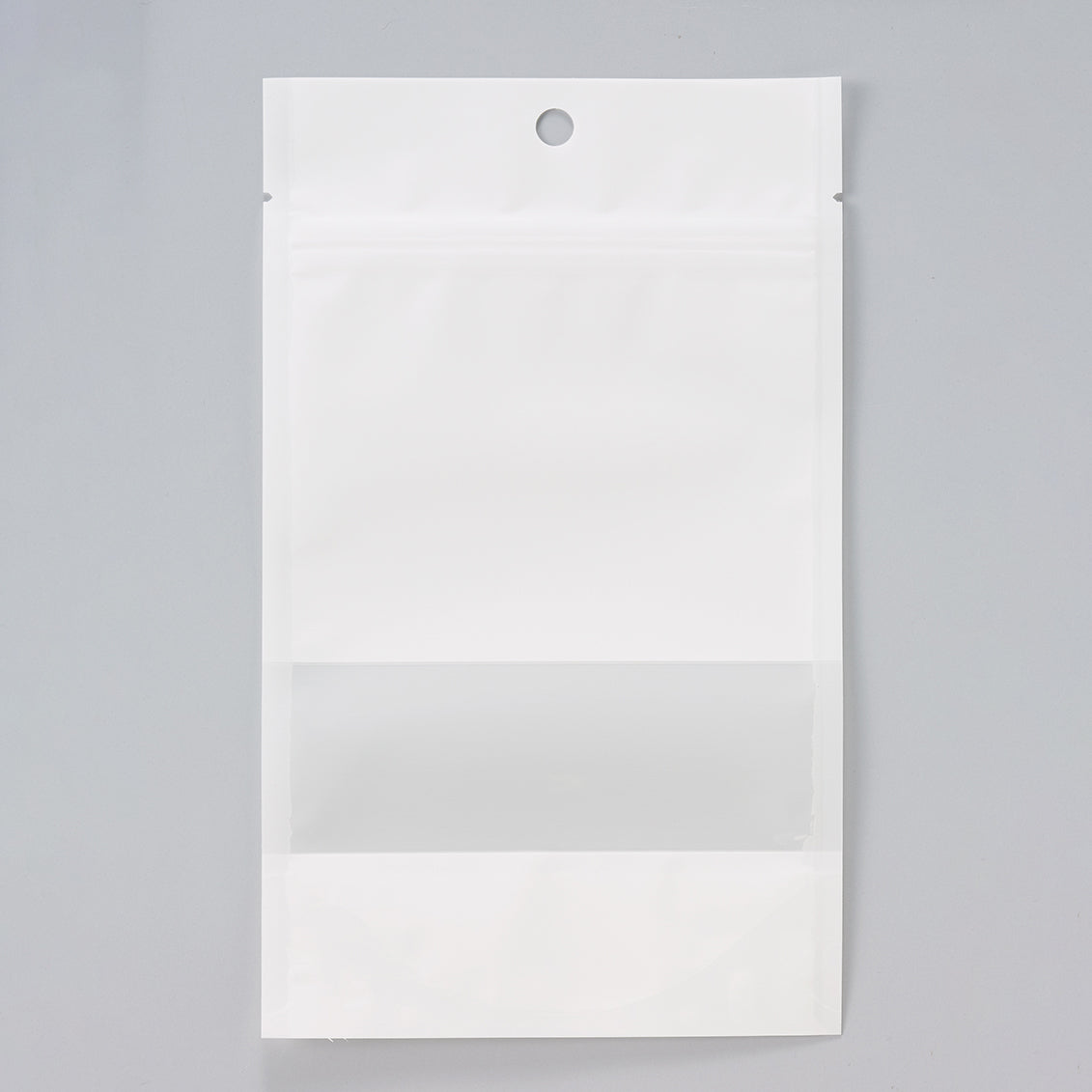 【SFW(白)】チャック付スタンドパック袋OP#20//透明蒸着PET#12//CP#50