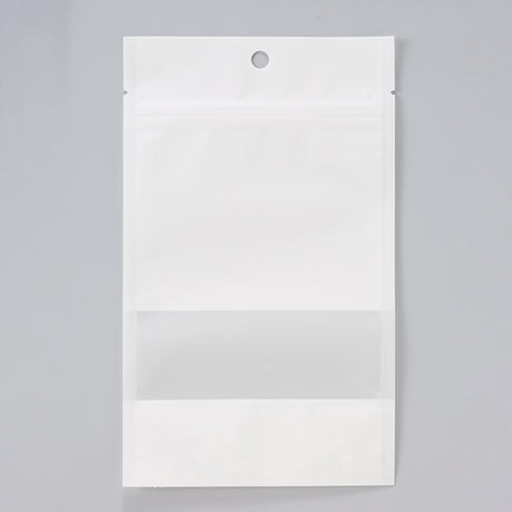 【SFW(白)】チャック付スタンドパック袋OP#20//透明蒸着PET#12//CP#50