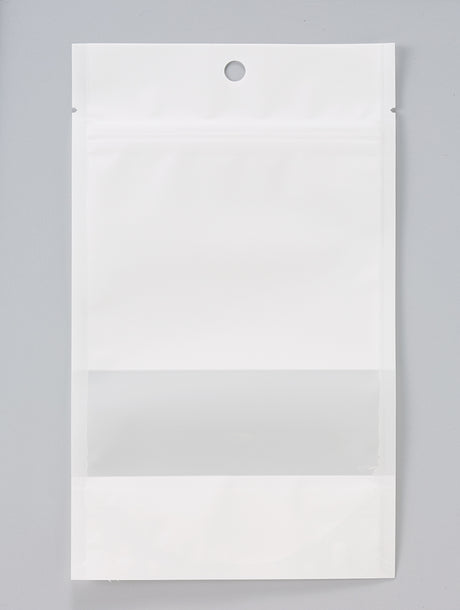 【SFW(白)】チャック付スタンドパック袋OP#20//透明蒸着PET#12//CP#50