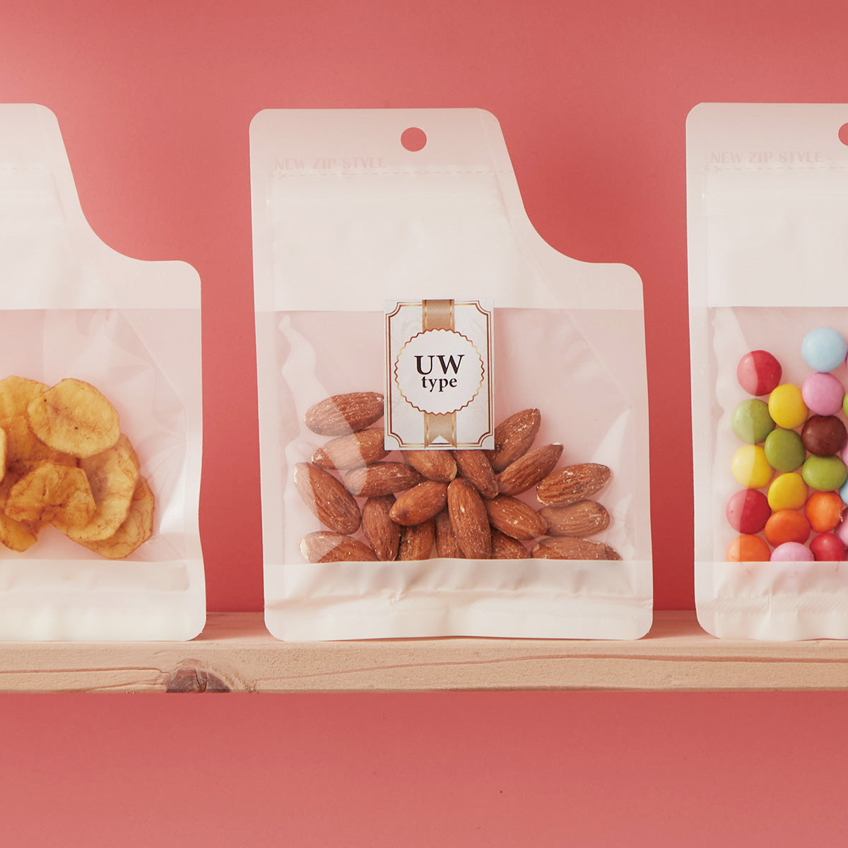 【UW】チャック付三方袋OP#20//透明蒸着PET#12//CP#50