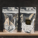 【ZAS】チャック付スタンド袋（表）OP#20//透明蒸着PET#12//CP#50（裏）OP#20//VMPET#12//CP#50